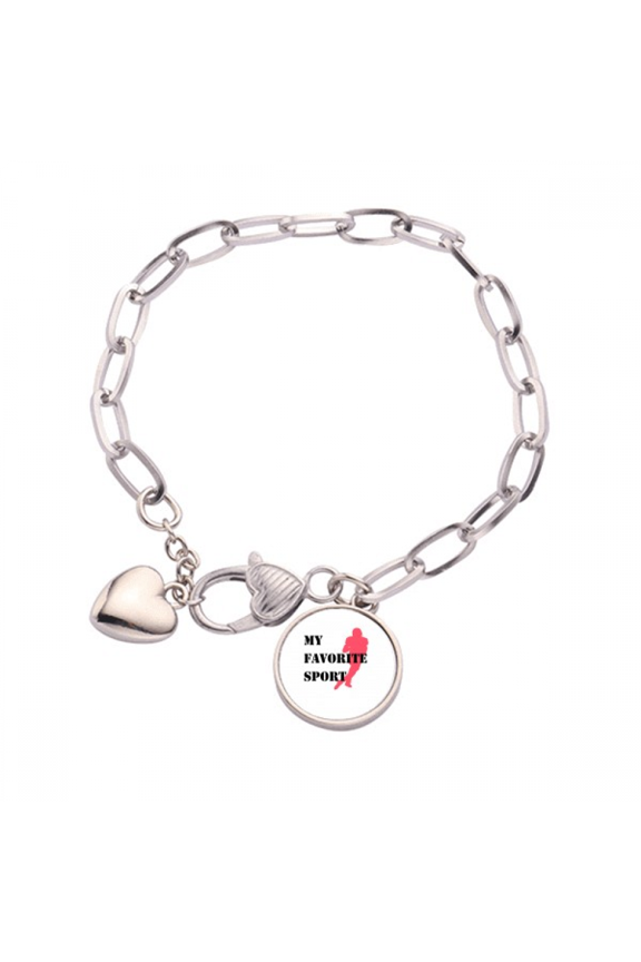Like Sports Fitness Balanced Rugby Heart Chain Bracelet Jewelry Charm Fashion
