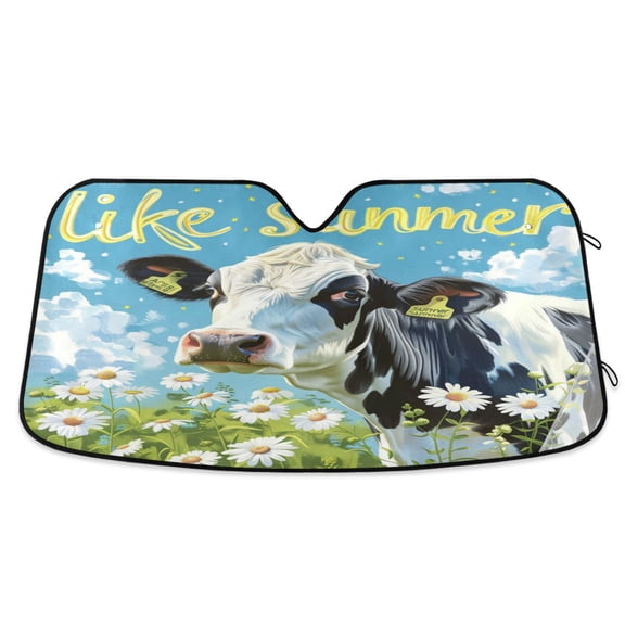 Like Summer Cow Car Windshield Sun Shade Foldable Car Front Window Visor Heat and UV Protection 53x23.5
