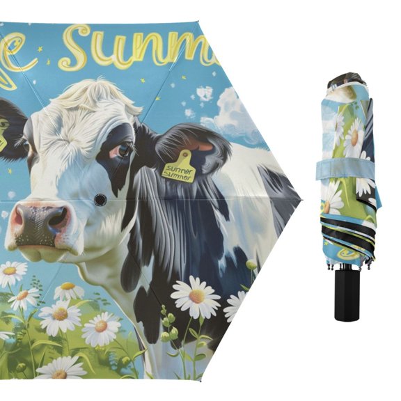 Like Summer Cow Compact Sun Umbrella Windproof Travel Umbrellas for Rain Strong Portable UV Protection