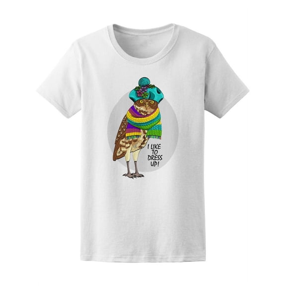 Like To Dress Up Trendy Owl T-Shirt Women -Image by Shutterstock, Female XX-Large