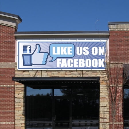 Like Us On Facebook Vinyl Banner with Grommets