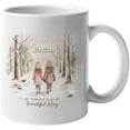 thumbnail image 1 of Like a Snowflake, Different in Our Own Beautiful Way with Watercolor Winter Art Merch Gift, White 11oz Ceramic Mug, 1 of 5