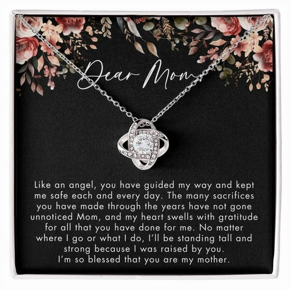Like an Angel Burgundy Floral Mom Necklace Love Knot Necklace Standard Box