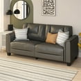 thumbnail image 1 of DHP Brodie 75.5" Upholstered Sofa with Pillow Arms, Charcoal Faux Leather, 1 of 18