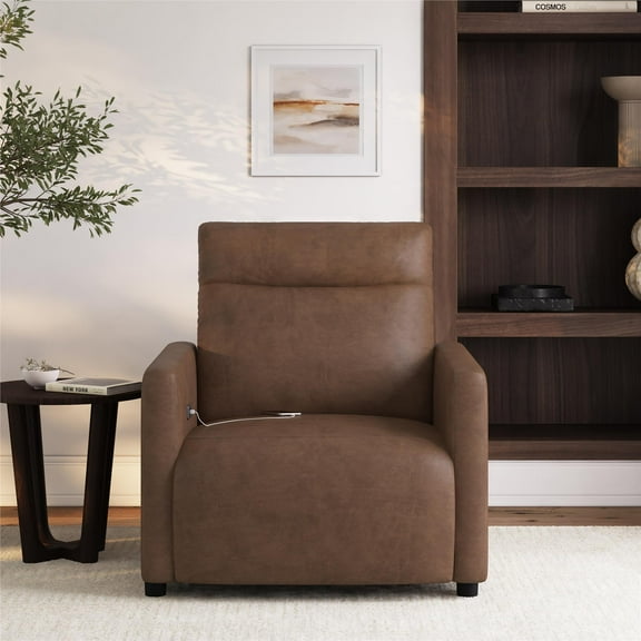 DHP Jaxon Upholstered Power Recliner Chair, Cocoa Faux Leather