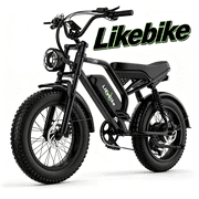 Likebike UM1 Motorized Dirt Bikes,1500W Peak 750W Rated Motor,48V 20Ah Removable Battery UL2849,20" 4.0 Fat Tire Full Suspension 7-Speed for Adults & Teens