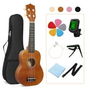 Likegreen Ukulele 21 Inch Wood Kit for Beginner Kids Students Colorful Gift Brown