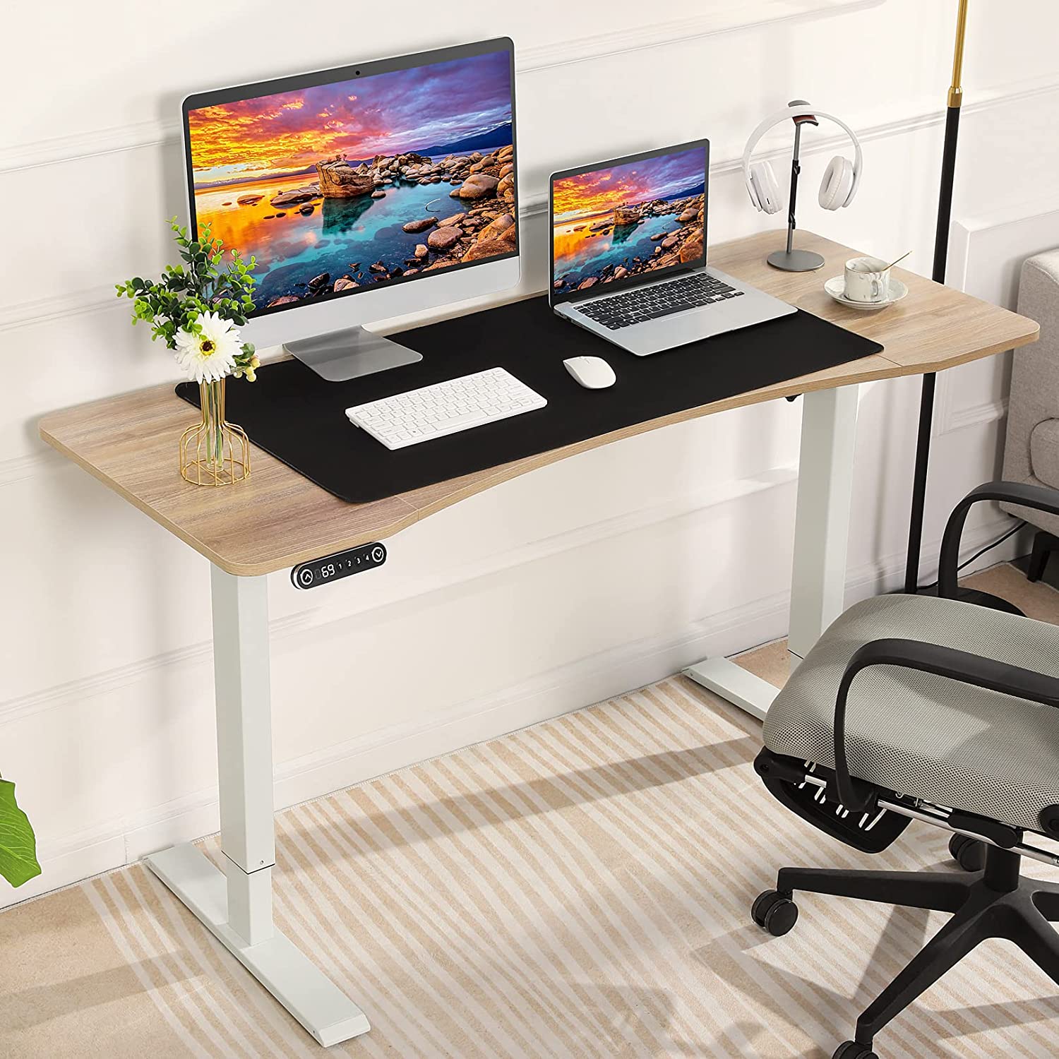 Likein 59 x 24 inch Electric Standing Desk, Height Adjustable Desk