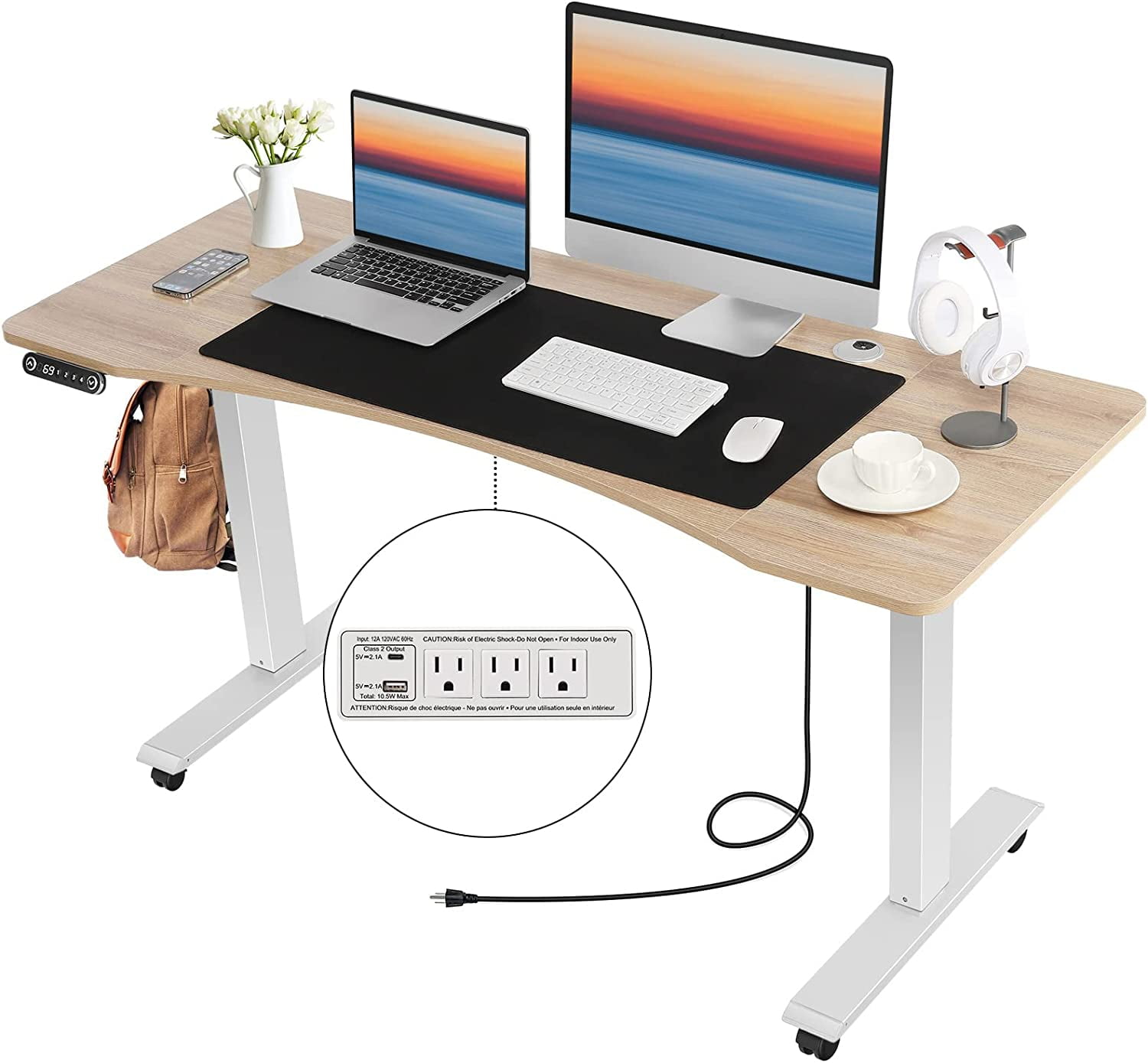 LIKEIN Electric Standing Desk Height Adjustable Desk with