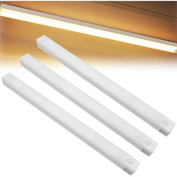 Likewisea LED Lights Rechargeable, 3-Pack Punch-Free Smart Sensor Magnetic Rechargeable Led Lights, LED Intelligent Human Body Induction Wireless Magnetic Long Night Light (Warm*3,10cm/3.9in)