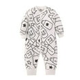 thumbnail image 1 of Likimi Baby Boys Jumpsuits Long Sleeve Cartoon Print Crew Neck Comfortable Loose Relaxed Spring Fall Homewear Black Size 3-6 Months, 1 of 2