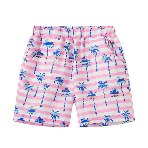 Likimi Child Boys Swim Shorts Cartoon Print Elastic Waisted Swimming Trunks Casual Soft Swimsuit Light Pink Size 2-3 Years