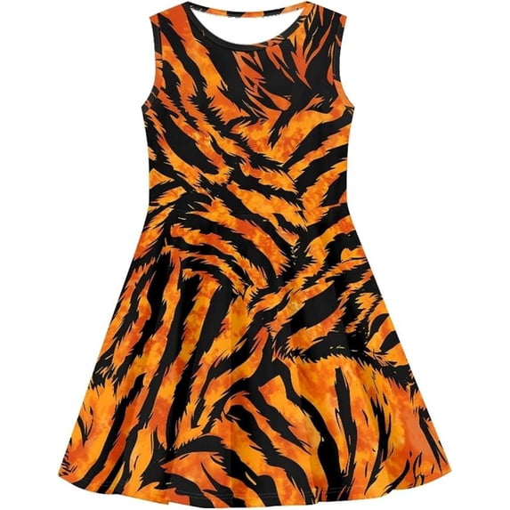 Likimi Child Girls Dress Sleeveless Graphic Print Crew Neck Dresses For Girls Everyday Wear Soft Casual Clothes Size 3-4 Years