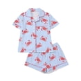 thumbnail image 1 of Likimi Child Girls Pajamas Set Short Sleeve Cartoon Print Lapel Button Down Pjs Tops With Shorts Comfort Loungewear Set Size 3-4 Years, 1 of 4