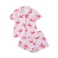 thumbnail image 1 of Likimi Child Girls Pajamas Set Short Sleeve Cartoon Print Lapel Button Down Pjs Tops With Shorts Comfort Loungewear Set Size 7-8 Years, 1 of 4