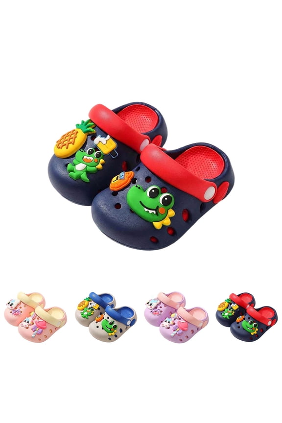 Child Kids Girls Boys Slippers Soft Casual Cartoon Lightweight Summer House Shoes For Indoor Outdoor Dark Blue Size 18-24 Months