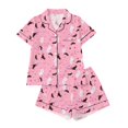 thumbnail image 1 of Likimi Child Kids Girls Halloween Pajamas Set Short Sleeve Hallowmas Ghost Print Lapel Button Down Pjs Tops With Shorts For Party Fashion Sleepwear, 1 of 9