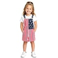 thumbnail image 1 of Likimi Child Kids Girls Suspenders Dress Square Neck Sleeveless Independence Day Printed Summer Comfortnable Dresses Red Size 4-5 Years, 1 of 5