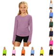 thumbnail image 1 of Likimi Child Kids Girls T-Shirts Crew Neck Long Sleeve Solid Color Fashion Tops Purple Size 4-5 Years, 1 of 4