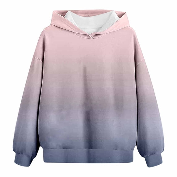 Likimi Child Toddler Girls Hoodies Gradient Solid Color Hooded Sweatshirt For Girls Long Sleeve Everyday Wear Fashionable Pullover Size 9-10 Years