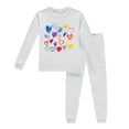 thumbnail image 1 of Likimi Child Toddler Girls Two Piece Outfit Hearts Print Crew Neck Long Sleeve Tops With Pants Spring Autumn Casual Clothes Set White Size 3-4 Years, 1 of 2