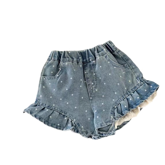 Likimi Childre Girls Denim Shorts Casual Solid Color Elastic Waistband Fashion Summer Shorts With Pocket Black Size 6-12 Months
