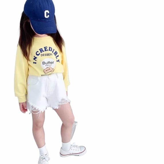 Likimi Childre Girls Denim Shorts Casual Solid Color Elastic Waistband Fashion Summer Shorts With Pocket White Size 7-8 Years