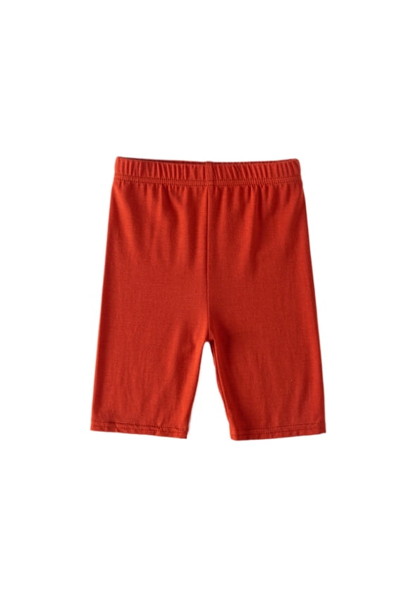 Childre Girls Shorts Soft Breathable Solid Color Elastic Waist Comfortable Summer Shorts Red Size 6-7 Years