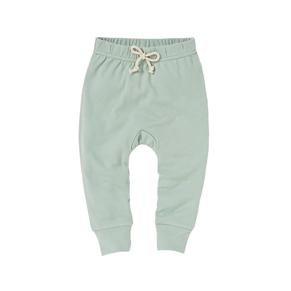 Likimi Children Boys Pants Solid Color Drawstring Elastic Waist Sweatpants Soft Comfortable Trousers Light Green Size 0-3 Months
