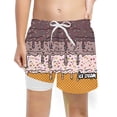 thumbnail image 1 of Likimi Children Boys Shorts Drawstring Elastic Waist Cartoon Print Comfortable Casual Summer Shorts Brown Size 14-16 Years, 1 of 3