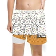 thumbnail image 1 of Likimi Children Boys Shorts Drawstring Elastic Waist Cartoon Print Comfortable Casual Summer Shorts White Size 10-12 Years, 1 of 3