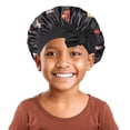 thumbnail image 1 of Likimi Children Girls Boys Cap Floral Printed Soft Comfortable Cute Hair Cap Black Size One Size, 1 of 2