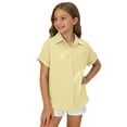 thumbnail image 1 of Likimi Children Girls Boys Tops Classic Solid Color Short Sleeve Lapel Summer Fashionable Tee Yellow Size 15-16 Years, 1 of 6