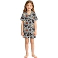 thumbnail image 1 of Likimi Children Girls Halloween Pajamas Set Short Sleeve Hallowmas Cartoon Print Lapel Button Down Pjs Tops With Shorts For Party Fashion Loungewear, 1 of 4
