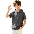 thumbnail image 1 of Likimi Children Girls Hoodies With Pocket Solid Color Hooded Sweatshirt For Girls Short Sleeve Everyday Wear Comfort Pullover Size 4-5 Years, 1 of 8