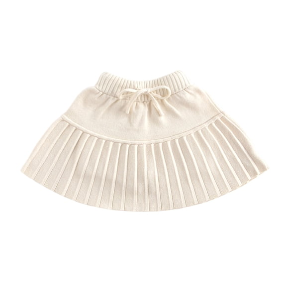 Likimi Children Girls Knit Pleated Skirts Solid Color Elastic Waist Autumn Winter Soft Casual Skirts Size 12-18 Months
