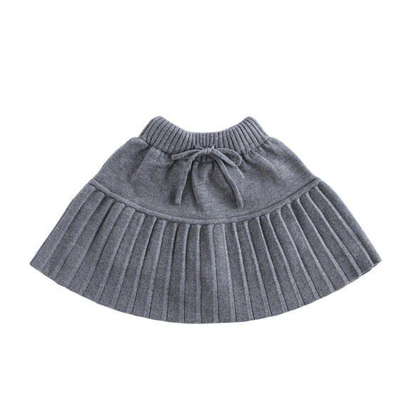 Likimi Children Girls Knit Pleated Skirts Solid Color Elastic Waist Autumn Winter Soft Casual Skirts Size 2-3 Years