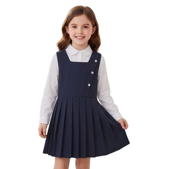Likimi Children Girls Outfit Set Long Sleeve Solid Color Lapel Tops With Pleated Skirts Fashionable Clothes Set Size 7-8 Years