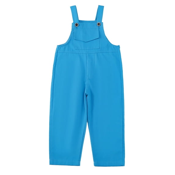 Likimi Children Girls Romper Solid Color Square Neck Adjustable Overalls Sleeveless Casual Comfort Bodysuits Blue Size 3-4 Years