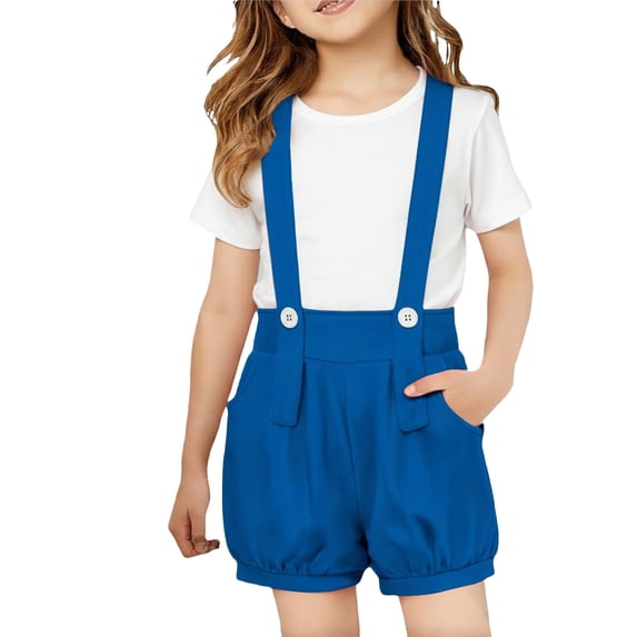 Likimi Children Girls Romper With Pocket Sleeveless Solid Color Summer Fashion Casual Bodysuits Blue Size 18-24 Months