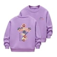 thumbnail image 1 of Likimi Children Girls Sweatshirt Floral Print Long Sleeve Crew Neck Shirts For Girls Autumn Winter Casual Tops Purple Size 5-6 Years, 1 of 4