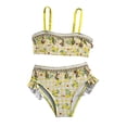 thumbnail image 1 of Likimi Children Girls Swimsuits Floral Print Straps Fashionable Two Piece Swimwear Suits Yellow Size 3-4 Years, 1 of 4