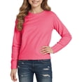 thumbnail image 1 of Likimi Children Girls T-Shirts Solid Color Long Sleeve Crew Neck Shirts For Girls Spring Autumn Comfortable Tops Pink4 Size 5-6 Years, 1 of 3