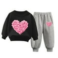 thumbnail image 1 of Likimi Children Valentine'S Day Pullover Set Fashion Long Sleeve Crew Neck Cute Printed Shirt Long Pants Spring Autumn Two Piece Set For Girls Boys Black Size 2-3 Years, 1 of 3