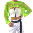 thumbnail image 1 of Likimi Womens Cropped&nbsp;Hoodies Mesh Long Sleeve Hooded Sweatshirt For Women Solid Color Fashion Casual Pullover Green Size M, 1 of 6