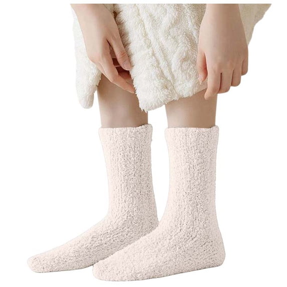 Likimi Fuzzy Fleece Socks For Men And Women Solid Color Winter Warm Fashionable Sleeping Socks Size One Size