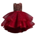 thumbnail image 1 of Likimi Girls Summer Dresses Sequin Round Neck Sleeveless Girl Dress Dresses Sizes 4-5 Years Red, 1 of 4