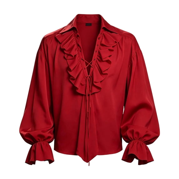 Likimi Halloween Mens Shirts Dress Up For Stage Show Costume Shirts For Performance Elegant Cosplay Tops Size L