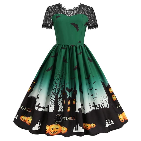 Likimi Hallowmas Dress For Women Dress Up Cartoon Print Stage Show Halloween Costumes For Performance Fashionable Cosplay Dresses Size Xl