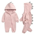 thumbnail image 1 of Likimi Infant Baby Boys Jumpsuits Hooded With Zipper Solid Color Long Sleeve Romper For Baby Everyday Wear Fashionable Clothes Pink Size 0-3 Months, 1 of 2